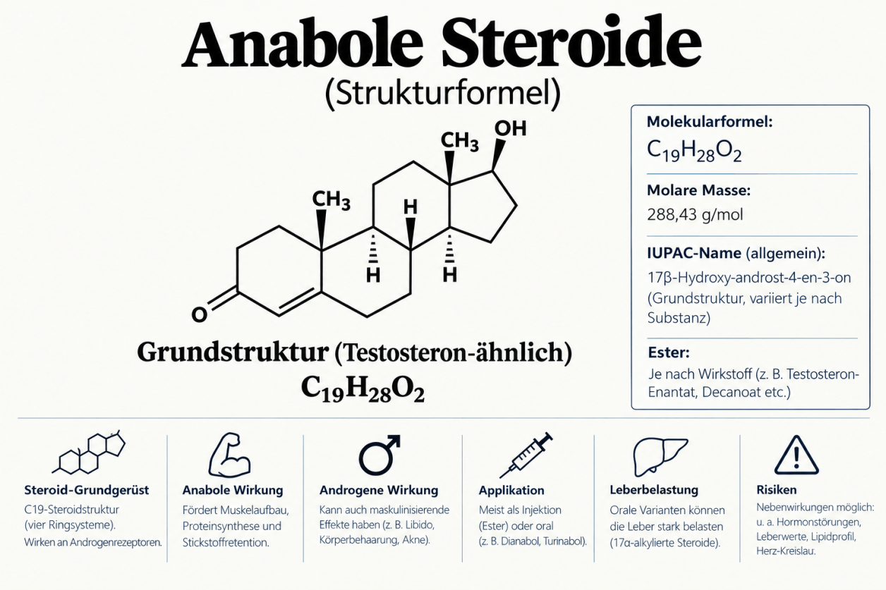 Strukturformel eines anabolen-androgenen Steroids (AAS)