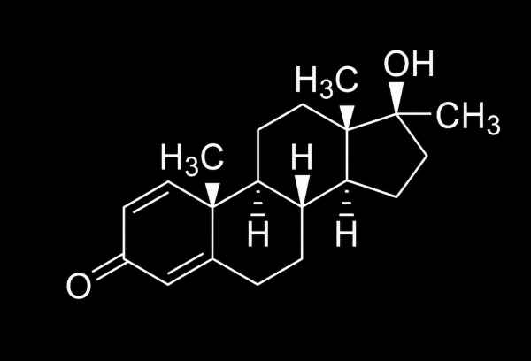 Strukturformel von Metandienon (Methandrostenolon), dem Wirkstoff von Dianabol. Die chemische Struktur zeigt den molekularen Aufbau des anabol-androgenen Steroids