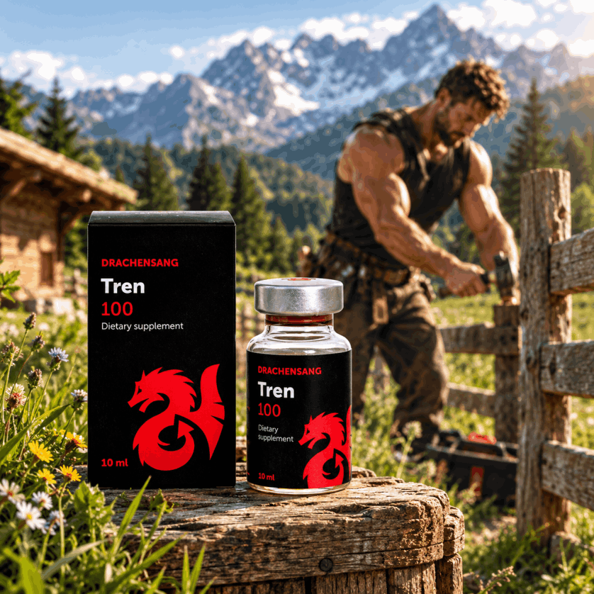 Tren 100 10ml Glasampulle von Drachensang mit rotem Drachen Logo